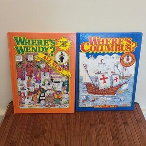Rare Vintage Where's Columbus/Where's Wendy? H/C Search Books